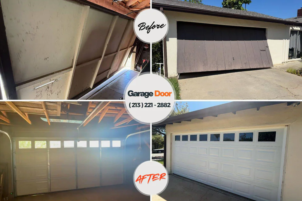Before and after: garage door repair Boyce, LA